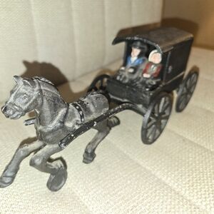 Vintage Amish Cast Iron horse Drawn Wagon Or Buggy And Horse